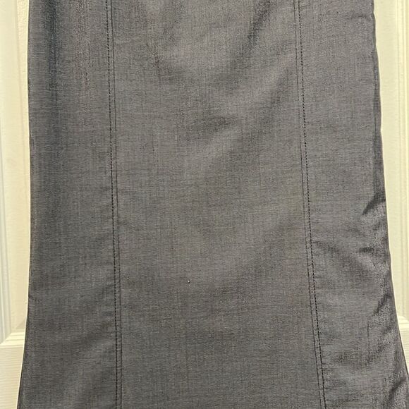 Mango Blue/Grey High Rise Mermaid Style Pleated‎ Back Maxi Skirt Size 4 - Picture 4 of 16